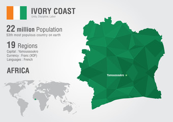 Ivory Coast World map with a pixel diamond texture.