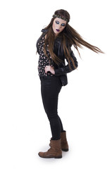 Beautiful young hippie rocker funky fashionable girl