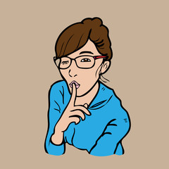 Fototapeta premium Woman show silence sign