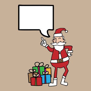 Santa and gift boxe speech bubble