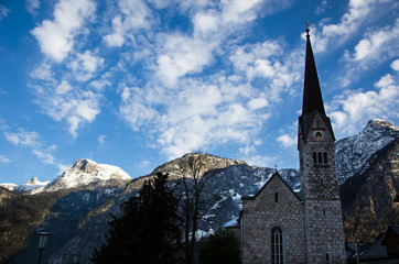 Fototapeta na wymiar Church with blue sky and cloud