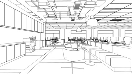 outline sketch of a interior pantry area