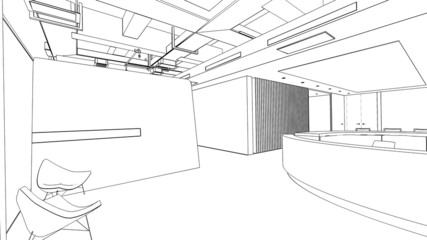 outline sketch of a interior reception  area