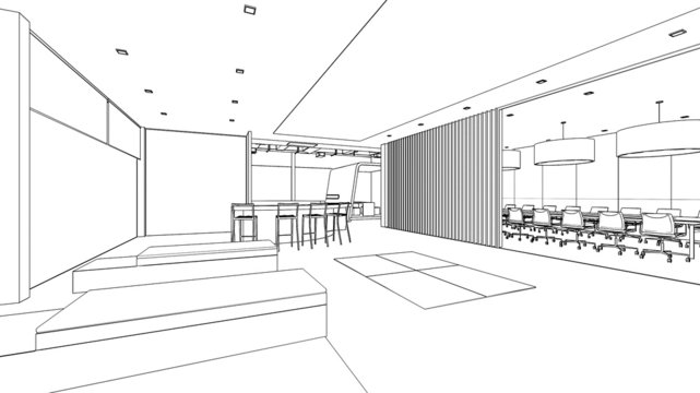 outline sketch of a interior pantry area