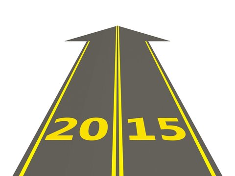 2015 New Year sign on the road