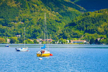 Fototapeta premium View of Lake Lugano from the town of San Vitale