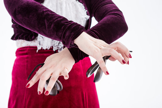 clouse up hands with castanets