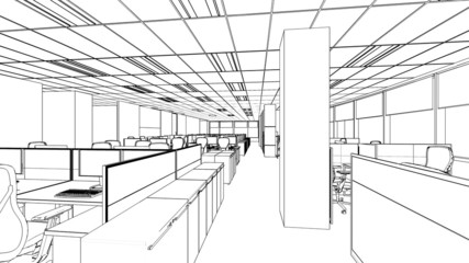 outline sketch of a interior office area