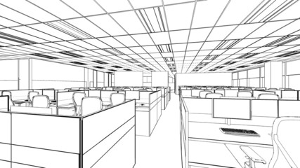 outline sketch of a interior office area