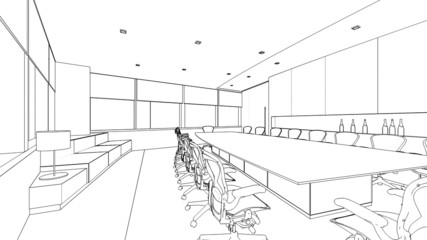 outline sketch of a interior  meeting room