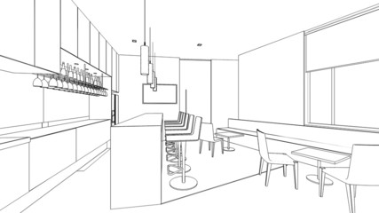 outline sketch of a interior pantry area