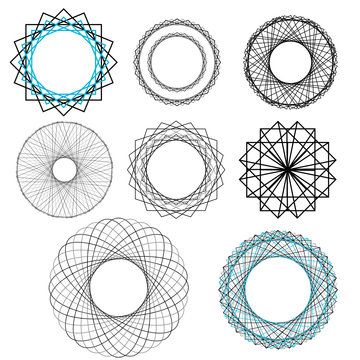 A set of concentric circle geometric  patterns