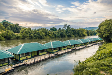 Raft in the river Kwai, Kanchanaburi, Thailand.