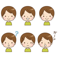 女性　顔　表情　セット