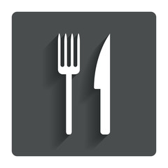 Eat sign icon. Cutlery symbol. Fork and knife.