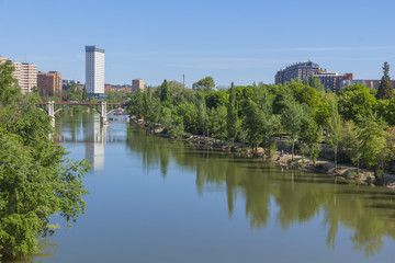 Rio Pisuerga passing through the city of Valladolid, Spain