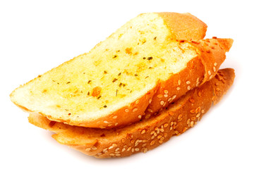 garlic bread in isolated on white background