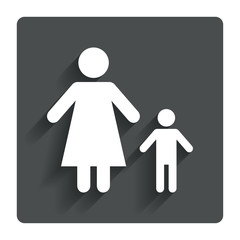 One-parent family with one child sign icon.
