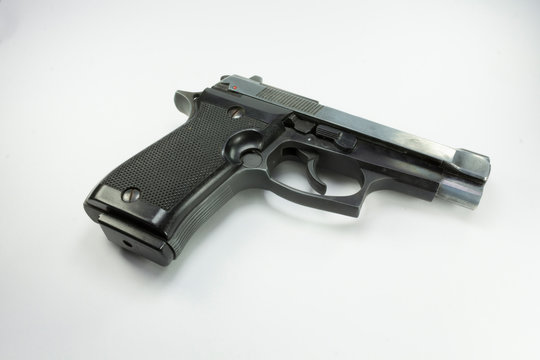 pistol semiautomatic with white background