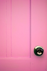 door pink color and door knobs