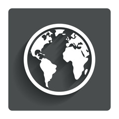 Fototapeta na wymiar Globe sign icon. World map geography symbol.