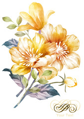 watercolor illustration flower bouquet in simple background  - 68710561