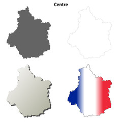 Centre Region blank detailed outline map set
