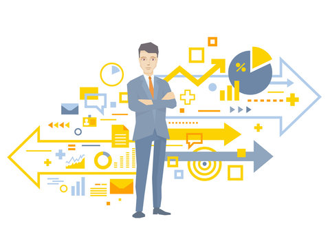 Vector illustration of a portrait of the leader of a businessman