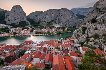 Aerial View on Omis and Cetina River Gorge in the Evening, Dalma