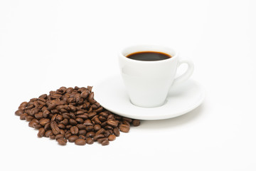 Cup of coffee with bean