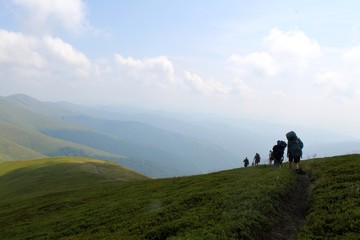 Fototapeta na wymiar Trekking in the Carpathians mountains