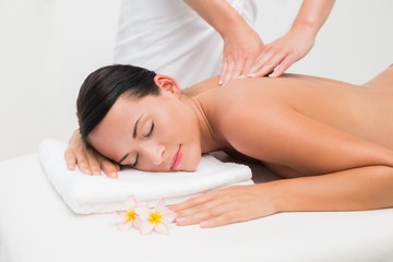 Fototapeta na wymiar Beautiful brunette enjoying a back massage