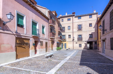 streets and old buildings of the town of Alcala de Henares, Spai