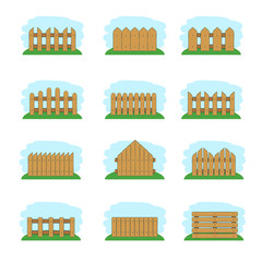 Wooden fences, vector illustration