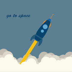 Naklejka na ściany i meble rocket go to space, vector illustration