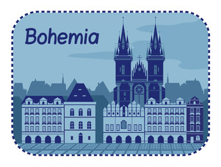 Illustration with catedral in Czech Republic