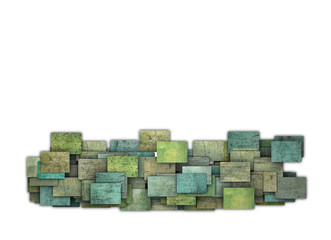 Obraz premium 3d green yellow square tile grunge pattern on white