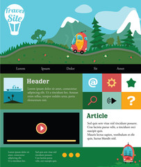 Illustrative site for travel industry. Creative, green, friendly
