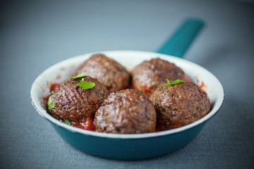 Serving of tasty spicy meatballs