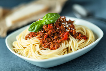 Traditional spahgetti Bolognaise or Bolognese - obrazy, fototapety, plakaty