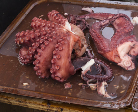 freshly cooked octopus
