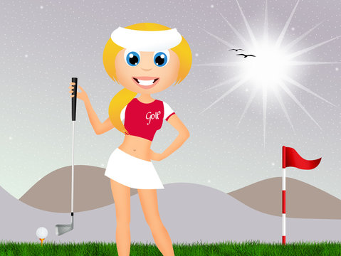 girl play to golf