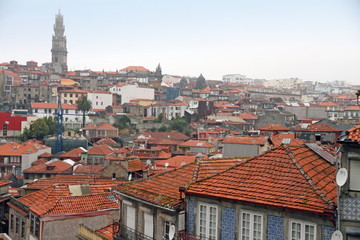 Fototapeta na wymiar Old town of Porto from above, Ribeira quarter,Portugal