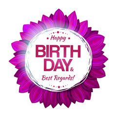 Purple birthday floral emblem