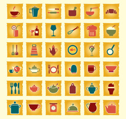 vector kitchen and food icons