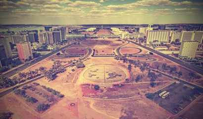 Vintage stylized skyline of Brasilia City, Brazil