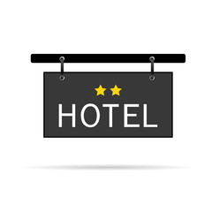 hotel signboard with two star vector illustration