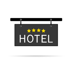 hotel signboard with four star vector illustration