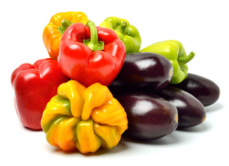 Sweet peppers and aubergines