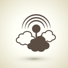 retro flat design icon with cloud computing element